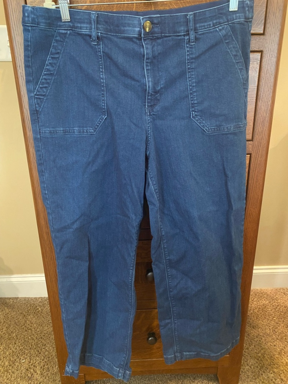 intro. Blue Stretch Denim Wide-Leg Pants